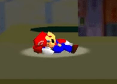 Mario as a puppet, as he appears in the opening for Smash Brothers on the nintendo 64