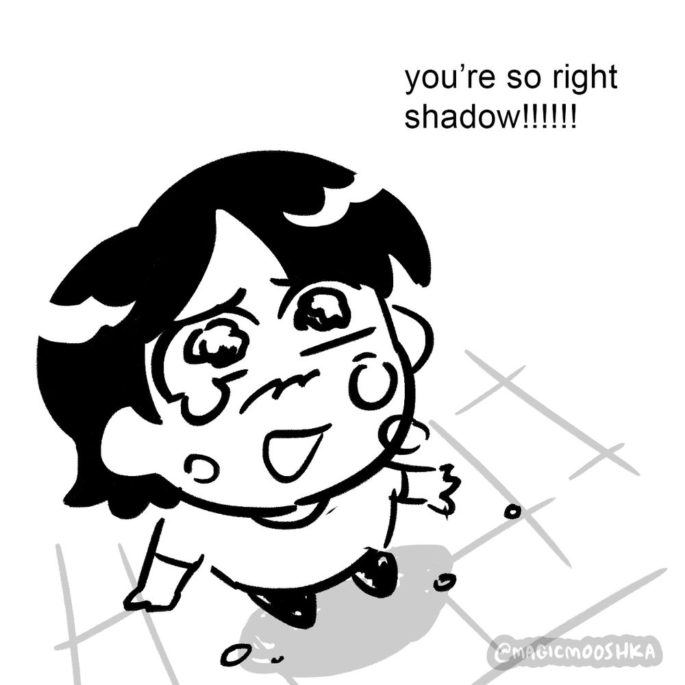 Downshot of Feeb smiling tearfully up at Sonic.
Feeb: [you’re so right shadow!!!!!!]
