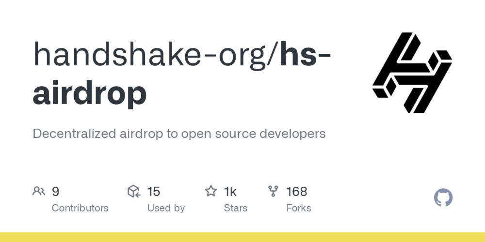 GitHub - handshake-org/hs-airdrop: Decentralized airdrop to open source developers