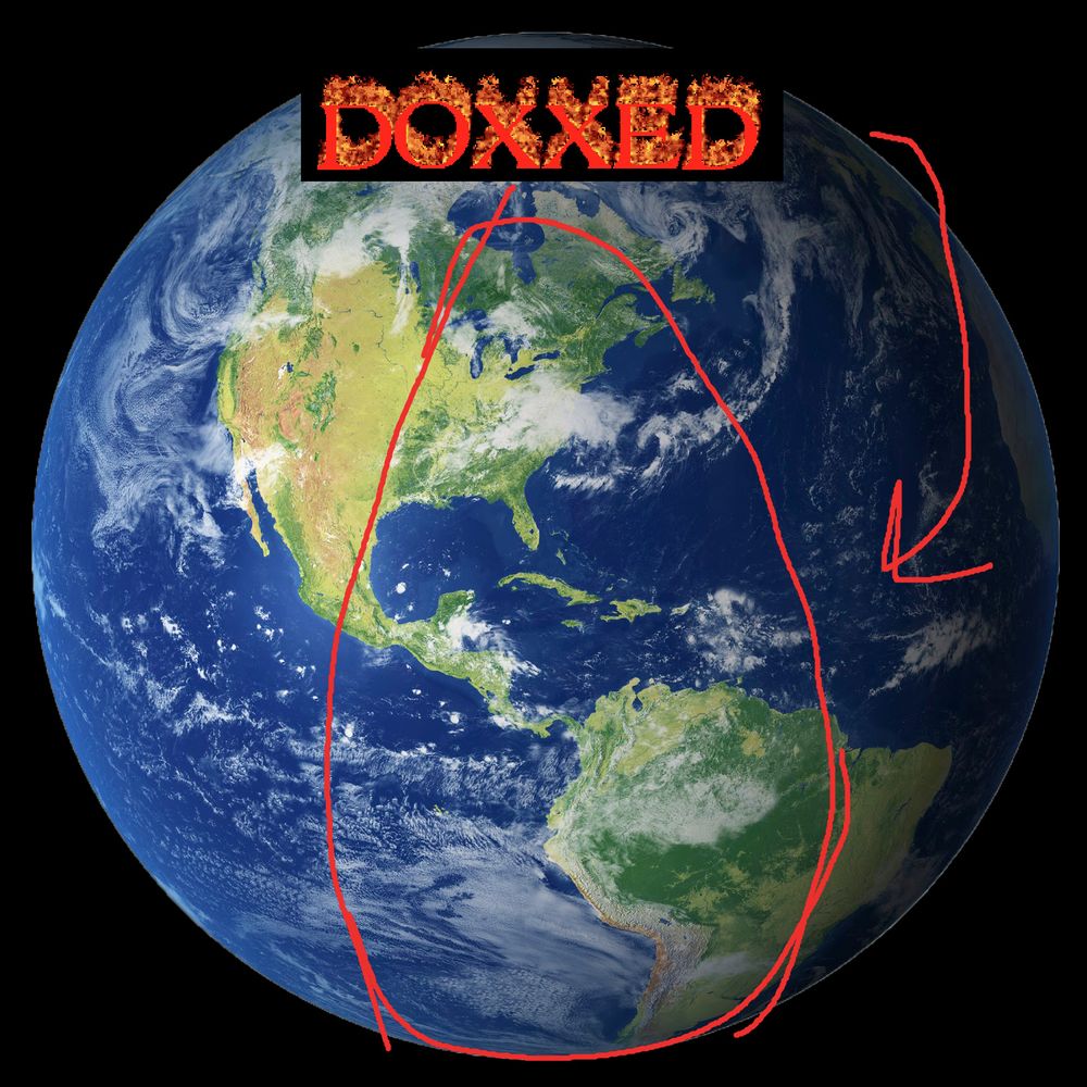 DOXXED

a large circle is made around most of the earth, encompassing a time zone or two.