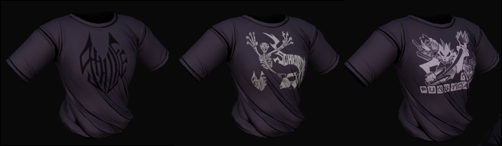 The album art on the same 3d modeled t-shirt