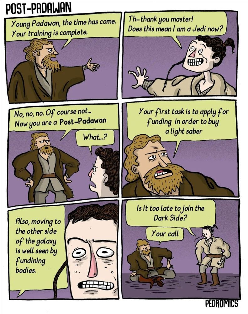 Cartoon  comparing Jedi career with Academia.
