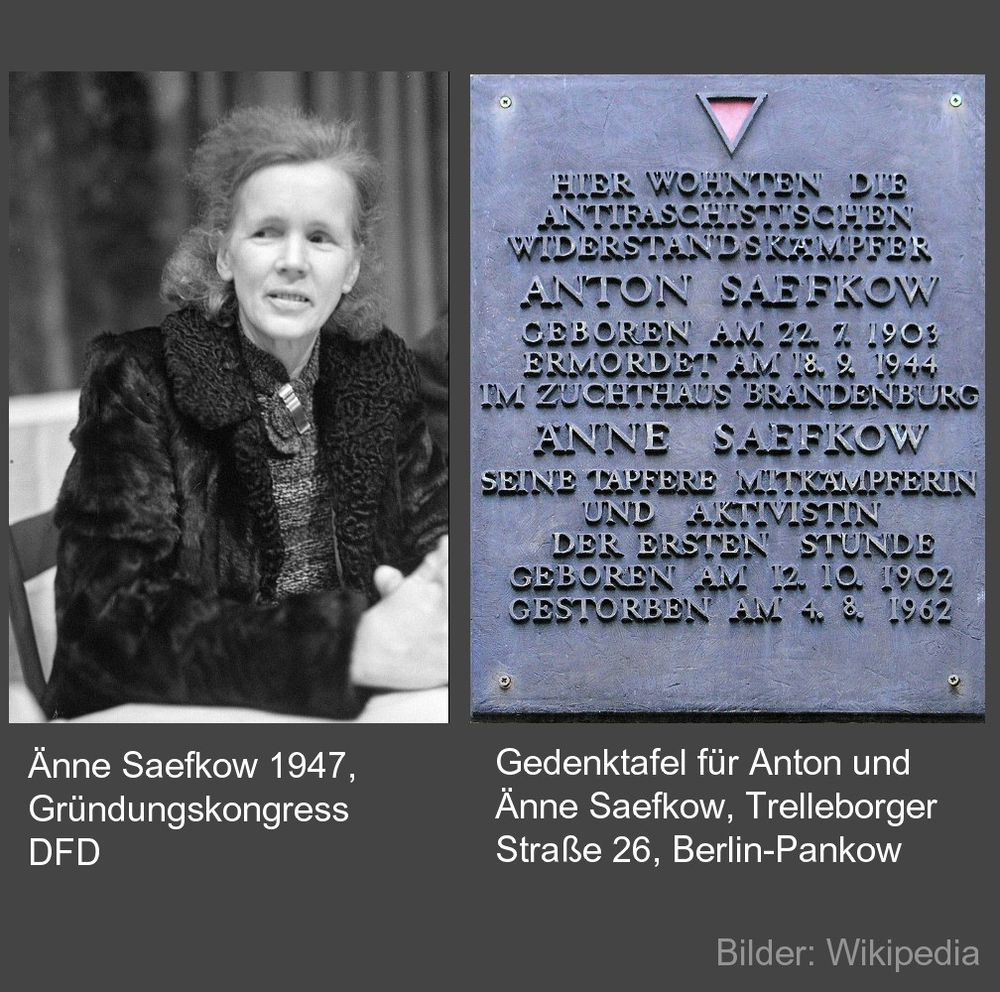 links: foto saefkow 1947
rechts: foto gedenktafel trelleborger straße 26, berlin-pankow