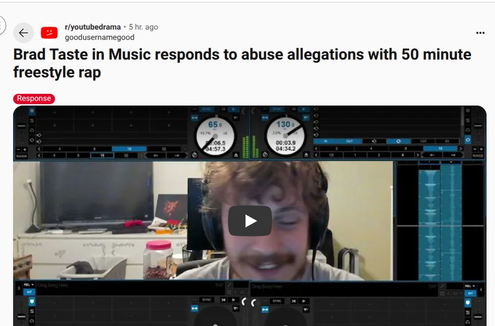 Brad Taste in Music response to abuse allegations with 50 minute freestyle rap.