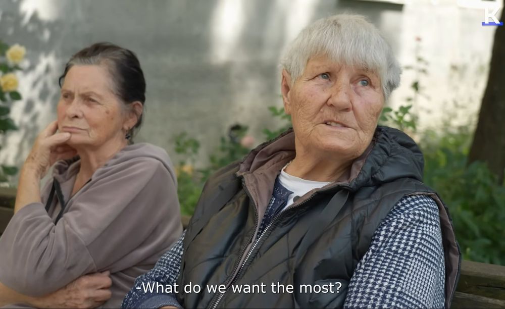 An elderly woman in Pokrovsk - on the front lines of the Russo-Ukrainian War - answers that she wants to die when asked by an interviewer from the Kyiv Independent what she wants the most..