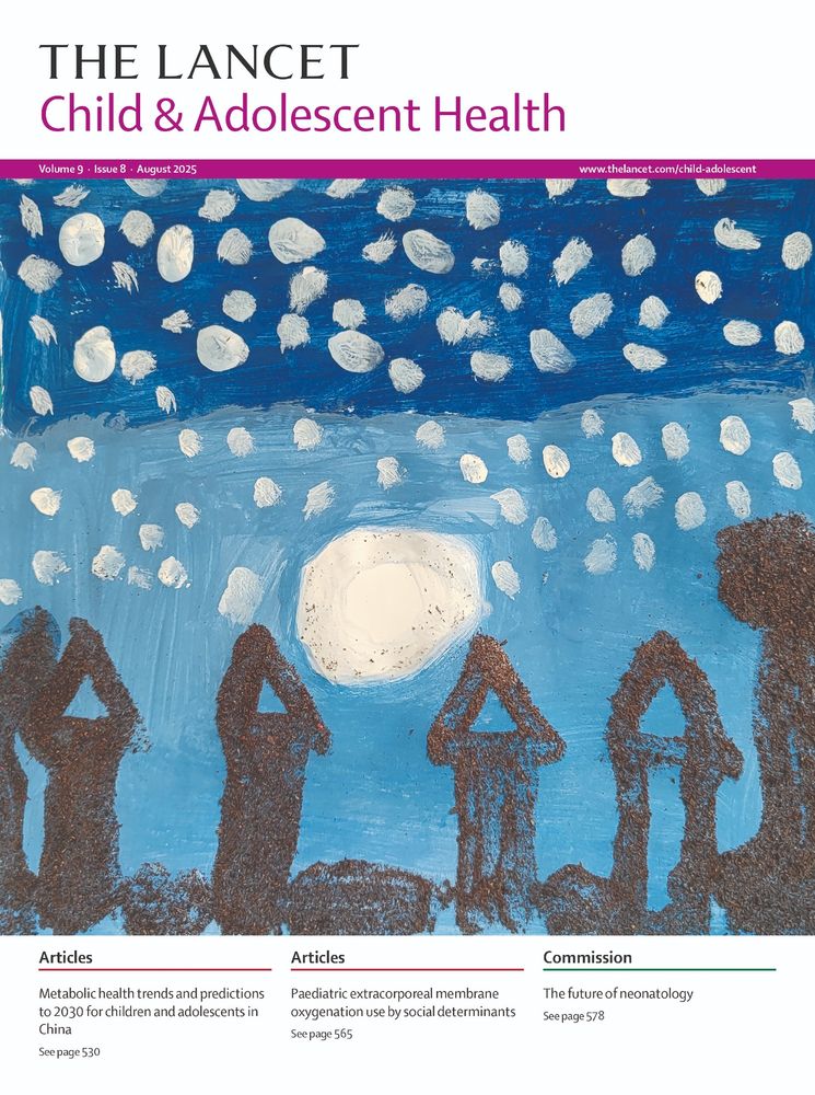 August 2025 cover image: a full moon over a town on a snowy evening. Cover image by Valeria Villareal, age 10 years