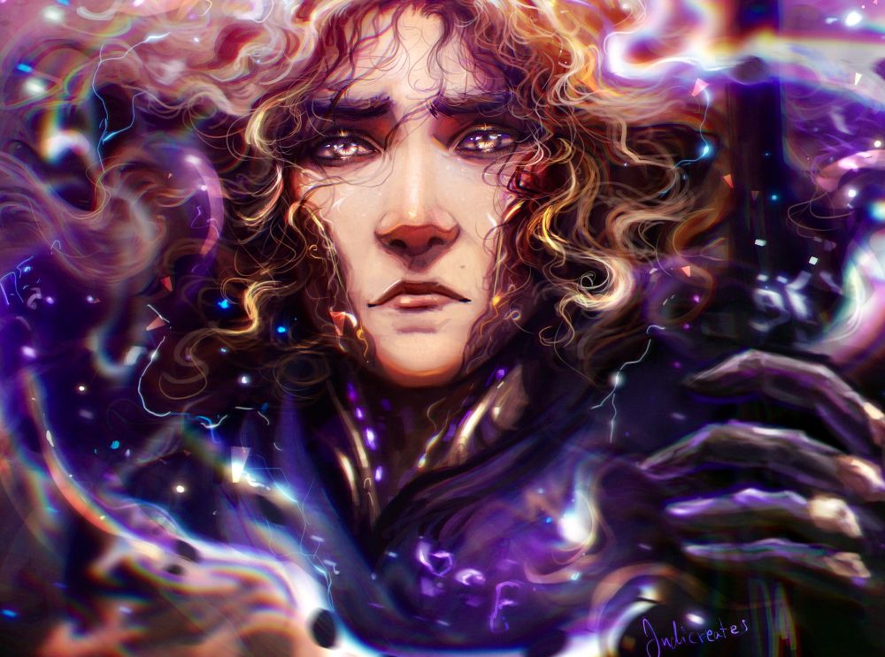 I did the painting of Victor from McKay. He has a sad look into his eyes and it surrounded by hex tech.