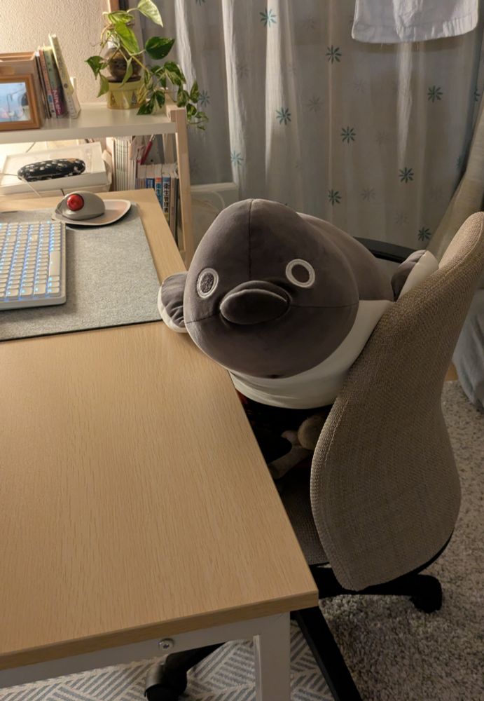 薄暗がりでこちらをみているぺんぎん