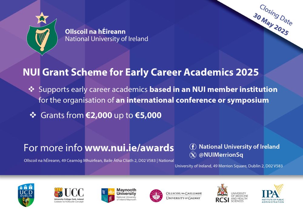 Image of flyer advertising the NUI Grant scheme for early career academics 2025
