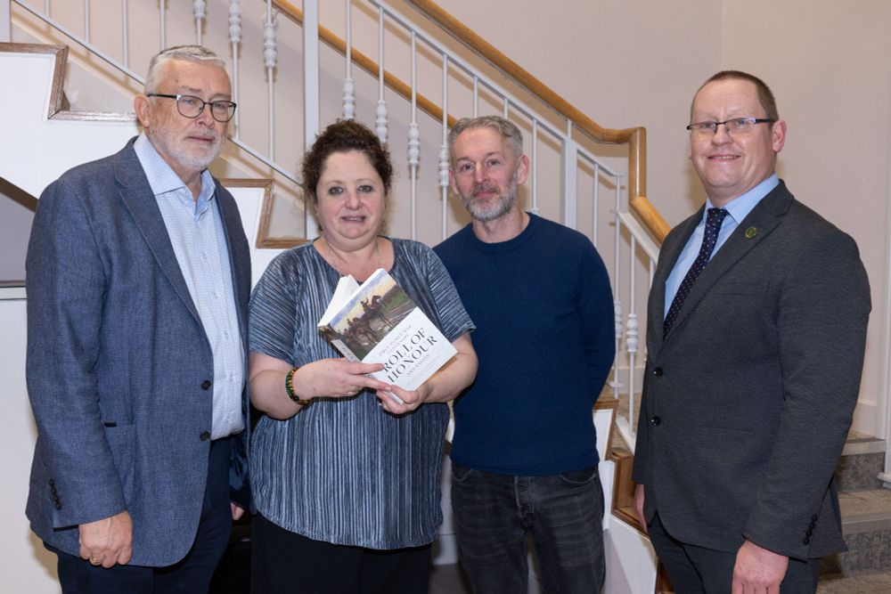 Mr Richard Kelly (CRM Print + Design), Dr Emer Purcell, Mr Anthony Tierney (Four Courts Press), and Dr Patrick O’Leary