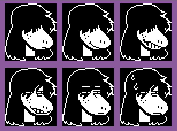 face sprites for Susie from Deltarune