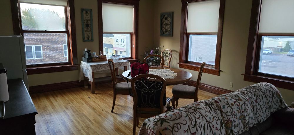 Restored parlor at Woodland Hotel