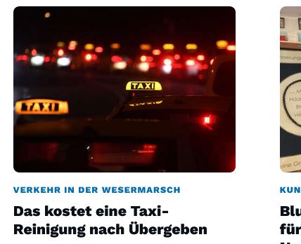 Artikel-Überschrift "Das kostet eine Taxi-Reinigung nach Übergeben"
