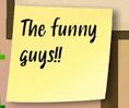 screen shot from a youtube channel banner with art of a post it note that reads "The funny guys!!"