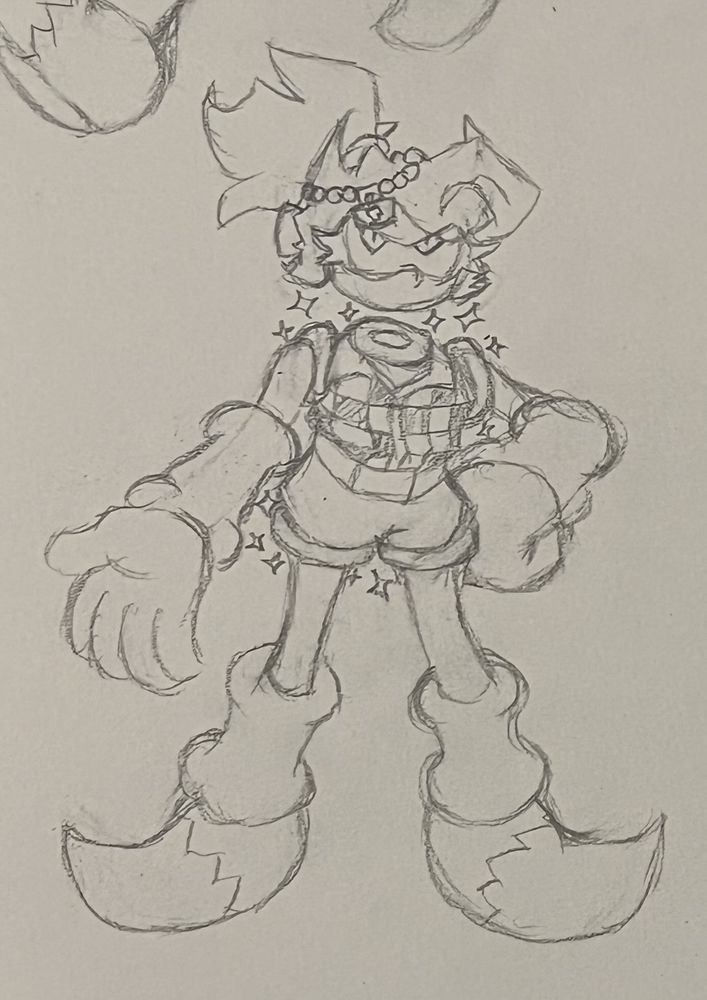 my evil fanon human paraphrase design.
the lock on his forehead has been turned into a small headband/headpiece. instead of a messy bun, para has a messy ponytail that points upwards (which is meant to represent the quills). they wear a sleeveless checkered shirt and high-waisted shorts, a belt separating the two. the regular clothes he has as well as his rings are all in their usual spots.

i don't know if i'm fully satisfied with this design. i might go back and change it later. the outfit was supposed to be based on 80s fashion since reph is a gym / yoga instructor. i dunno how well i translated those aspects, though...