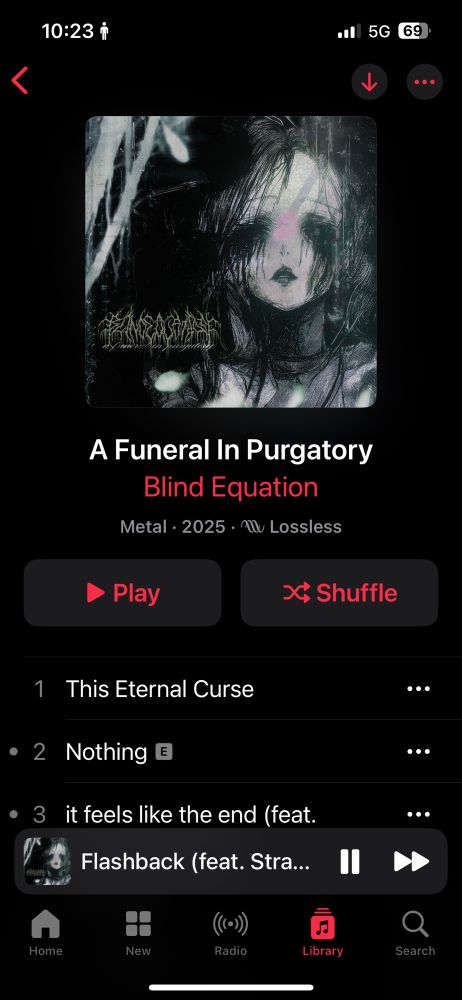 Screenshot of Apple Music page for Blind Equation - A Funeral in Purgatory