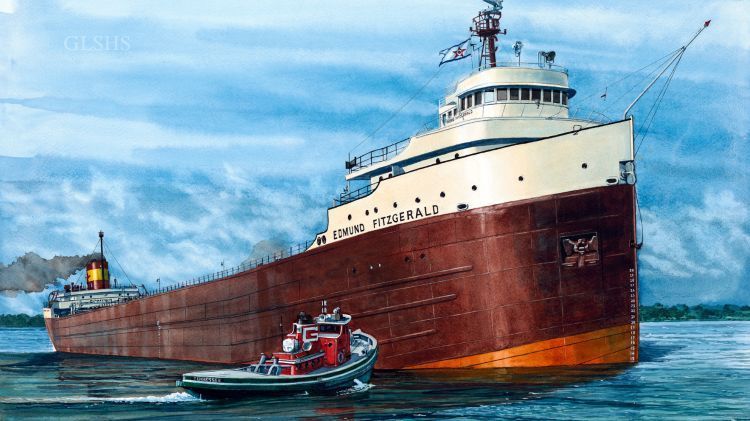 A painting of the Edmund Fitzgerald