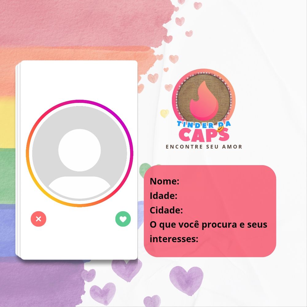 O perfil tinder exclusivo da nossa C.A.P.S. Envie seu formulário e sua foto através do nosso privado e veja quem vai dar match com você 🫦 Amamos formar casalzinhos na caps 🔥🏳️‍🌈🏳️‍⚧️