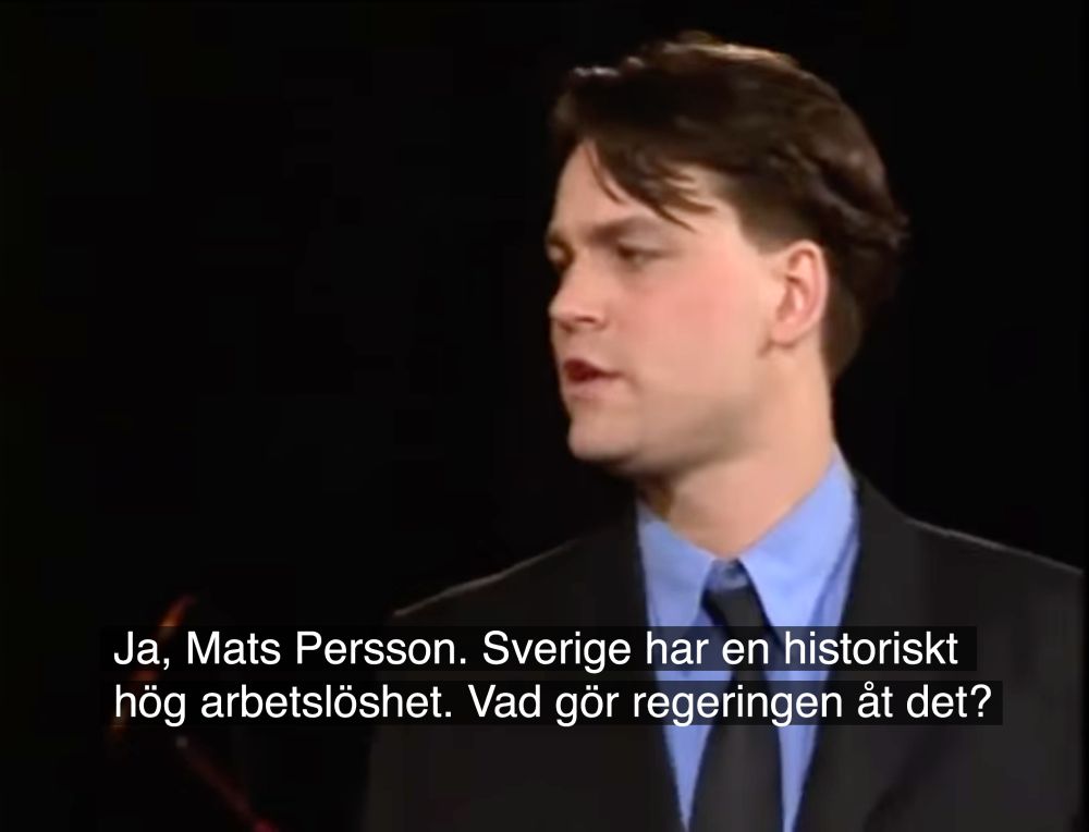 Glenn Killing: "Ja, Mats Persson. Sverige har en historiskt hög arbetslöshet. Vad gör regeringen åt det?"
