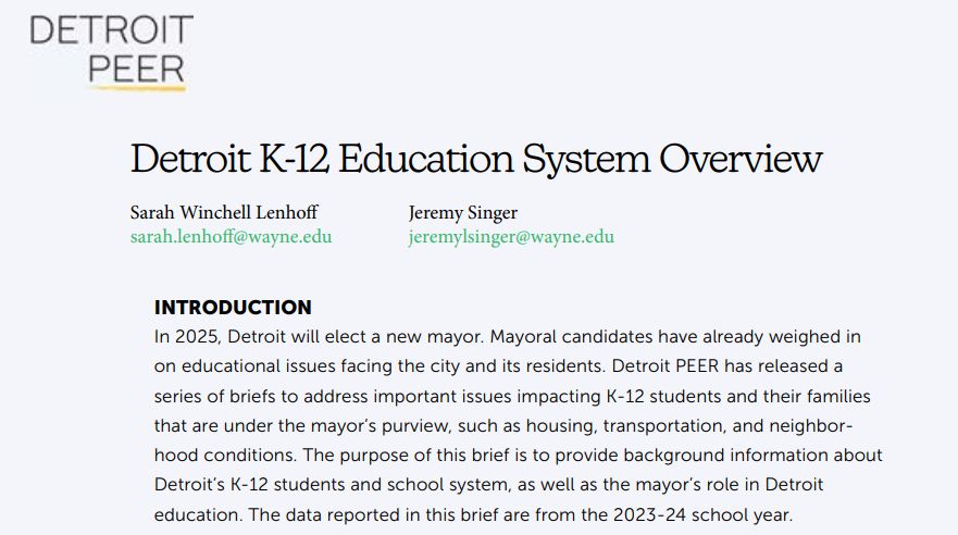 Detroit K-12 Education System Overview