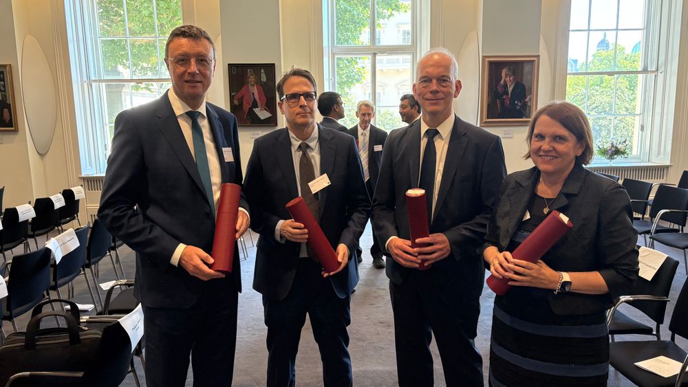 Newly elected to the Royal Society: Max Planck President Patrick Cramer; Miltos Tsiantis, Director at the Max Planck Institute for Plant Breeding Research; External Scientific Member Detlef Lohse, and Claudia Felser, Director at the Max Planck Institute for Chemical Physics of Solids.