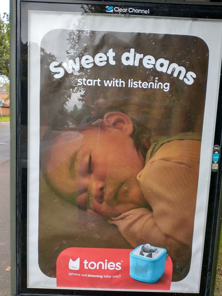 Advert on bus stop: Sweet dreams start with listening 