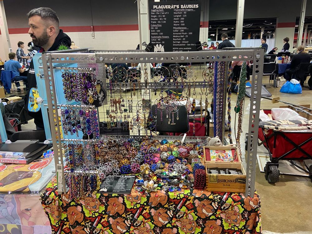 Chainmaille setup of steel angle iron and various items