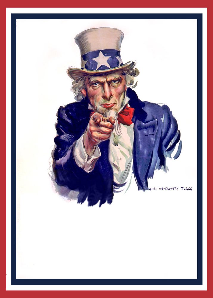 Uncle Sam pointing "I want you paying tariffs"