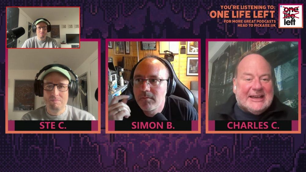 A screenshot of me, Simon and Charles recording One Life Left on Twitch.