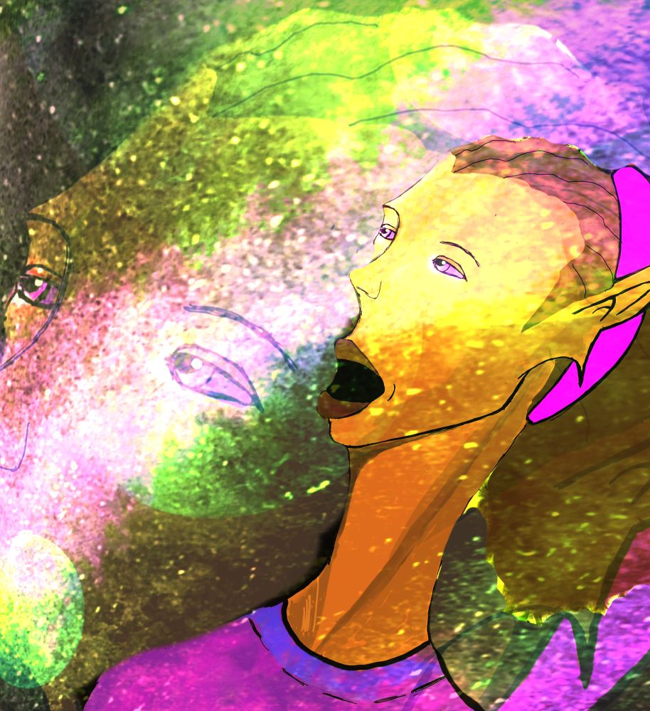 An alien youth amongst stars amazed by the cosmos.