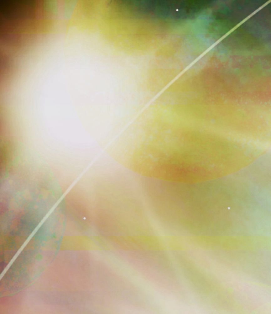 A vibrant star shines through a beautiful yellow nebula.