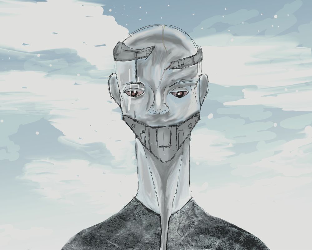 A hybrid human/ droid outfitted for war....against his will.