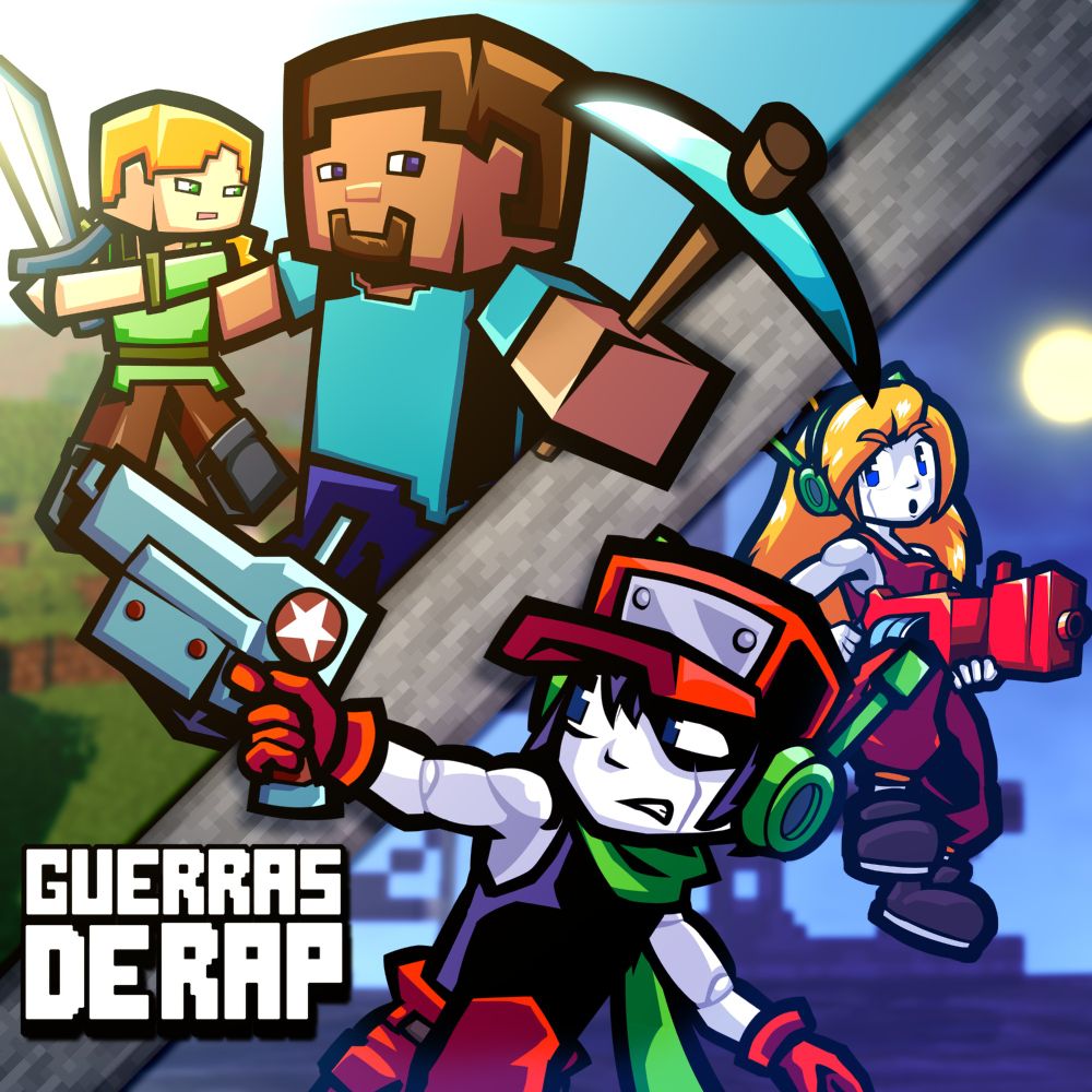 Portada de "Minecraft vs. Cave Story" de Guerras De Rap. Steve y Alex en la esquina superior izquierda, Quote y Curly Brace en la esquina inferior derecha.

Cover art of "Minecraft vs Cave Story" by Guerras de Rap. Steve and Alex in the upper left corner, Quote and Curly Brace in the lower right corner.