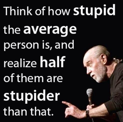 Think of how stupid the average person is, and realize half of them are stupider than that