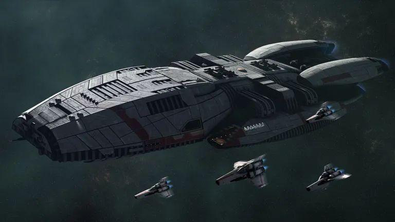 Battlestar Galactica (reboot) with a few vipers because I'm cheating. The most weight and impact of any of the ships on the list.
