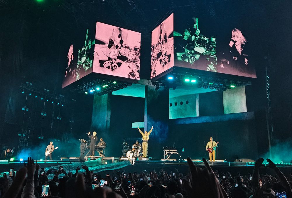 Linkin Park no palco em São Paulo.