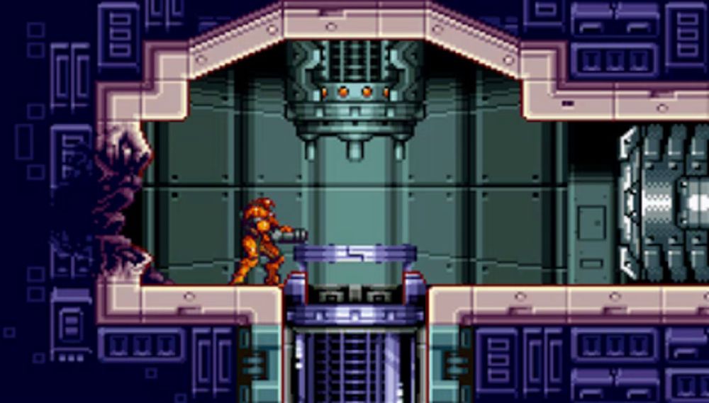 a video game shows a man standing in front of a machine with the number 2 on the wall