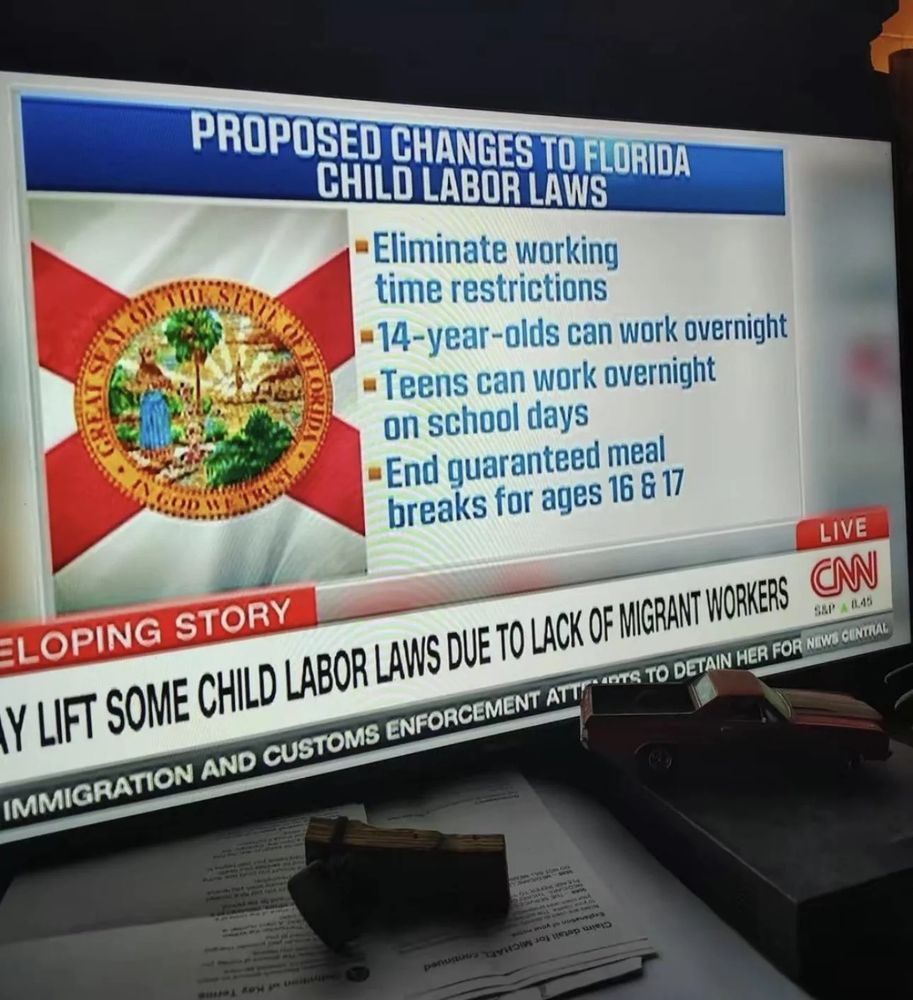 Proposed changes to child labor laws in Florida 

Eliminate working time restrictions 

14 year olds can work overnight 

Teens can work overnight on school days 

End guaranteed meal breaks for ages 16 and 17