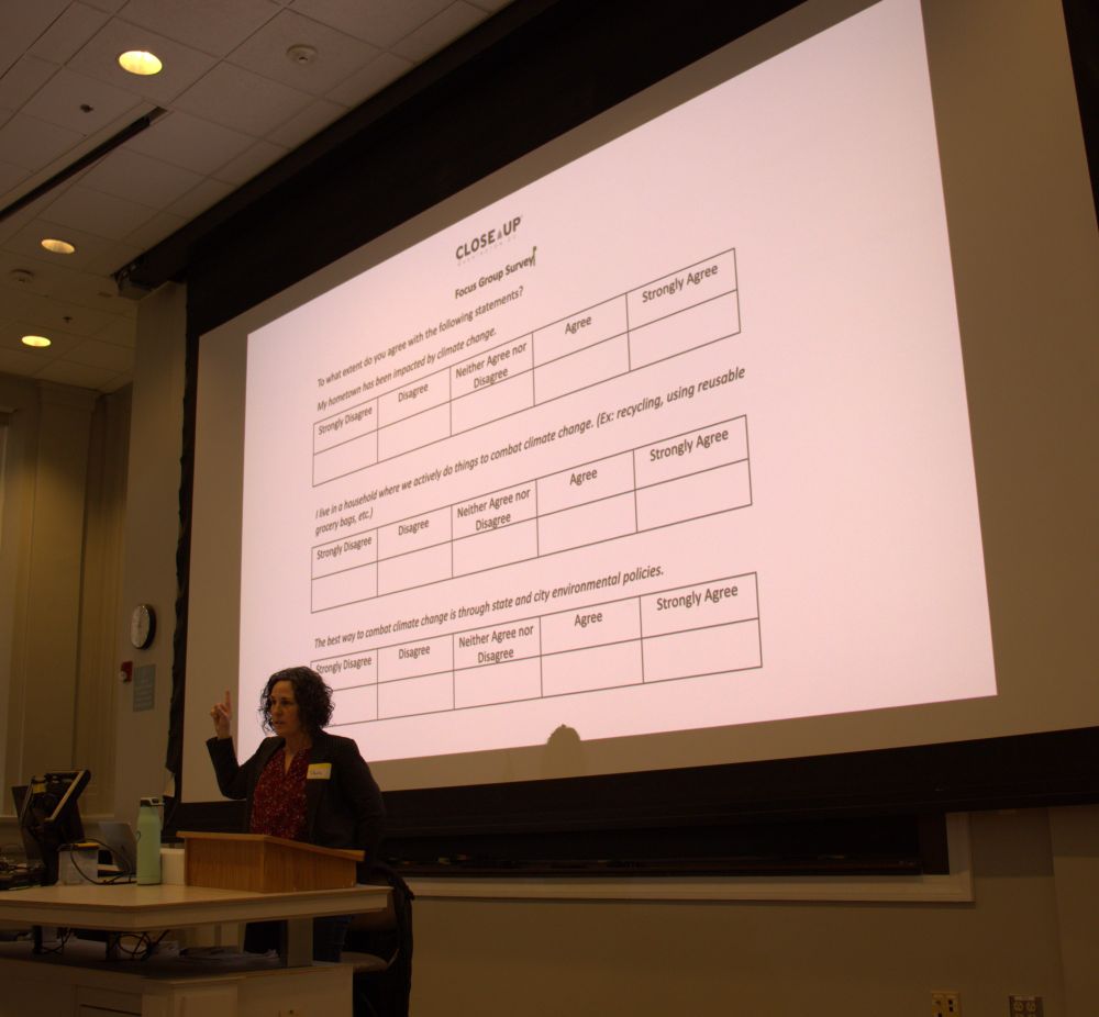 Paula McAvoy presenting a group activity.
