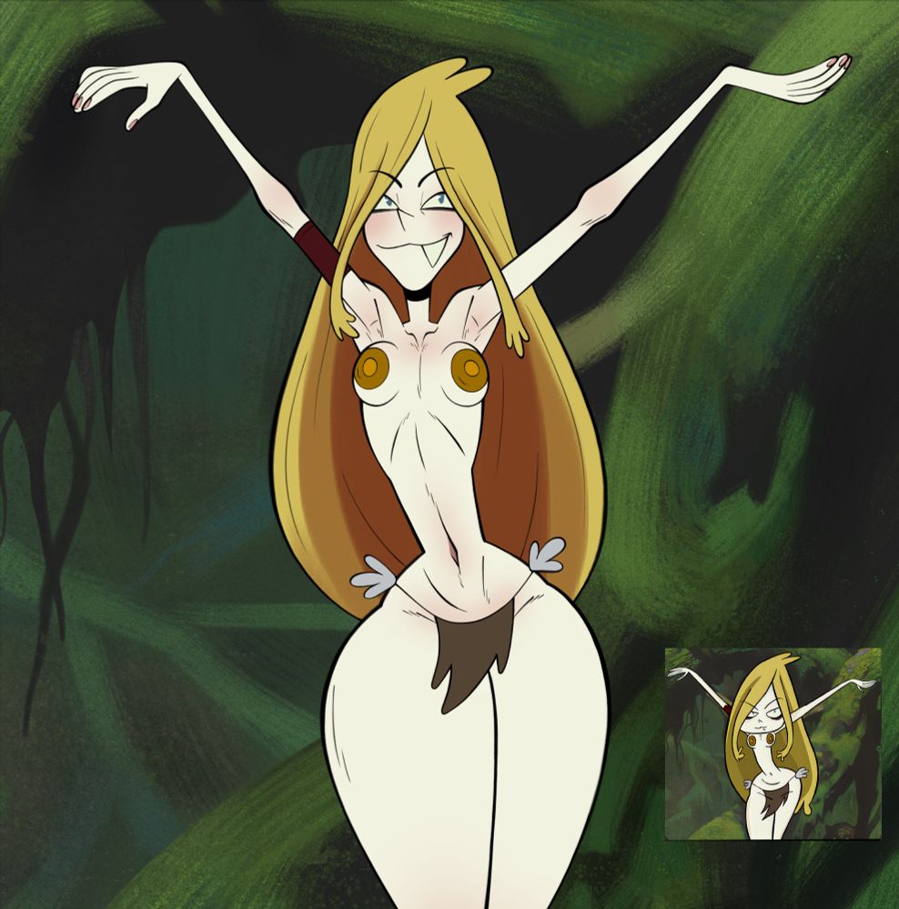 Panel redraw from Katie Rice's webcomic, "Skadi". In this panel, Skadi is posing in front of Frank Frazetta's painting "Cat Girl"(1984), she is emulating the pose of the woman of the painting as a tribute to the legendary late artist. (August 2023).