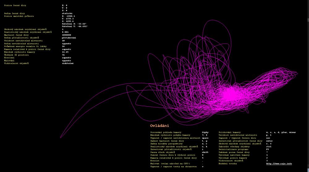 A bird, painted with a strange gravitational system. It's represented by a purple line corresponding to the trajectory of the planets. Around it are the germs of some informational text from an app that was created at the time. The texts are yellow and white.