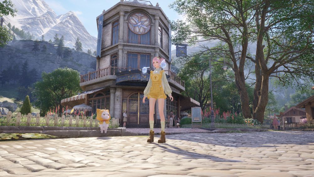 My Nikki in a yellow overall shorts. Featuring Momo.