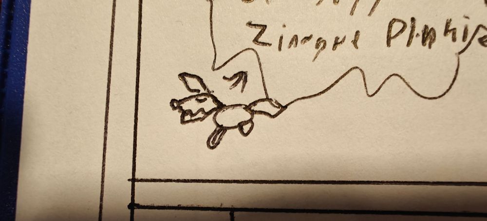 A very rough miniature doodle of the Deformed Stygian Zinogre Plushie 