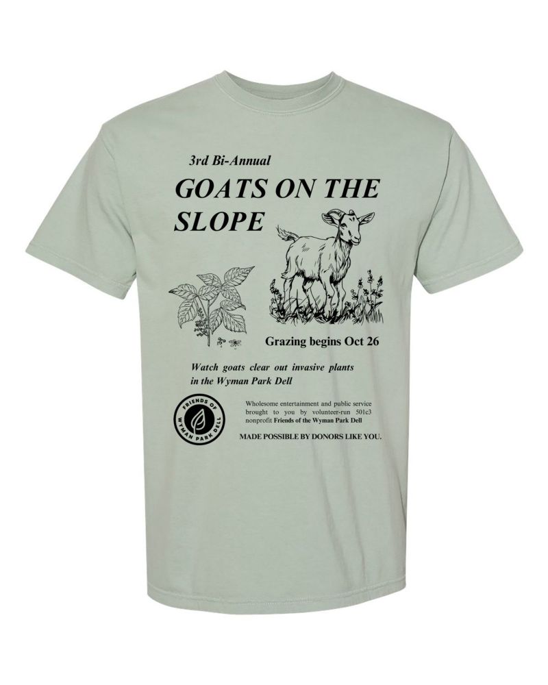 PRE ORDER 2024 Goats on the Slope Tee | Friends of Wyman Park Dell