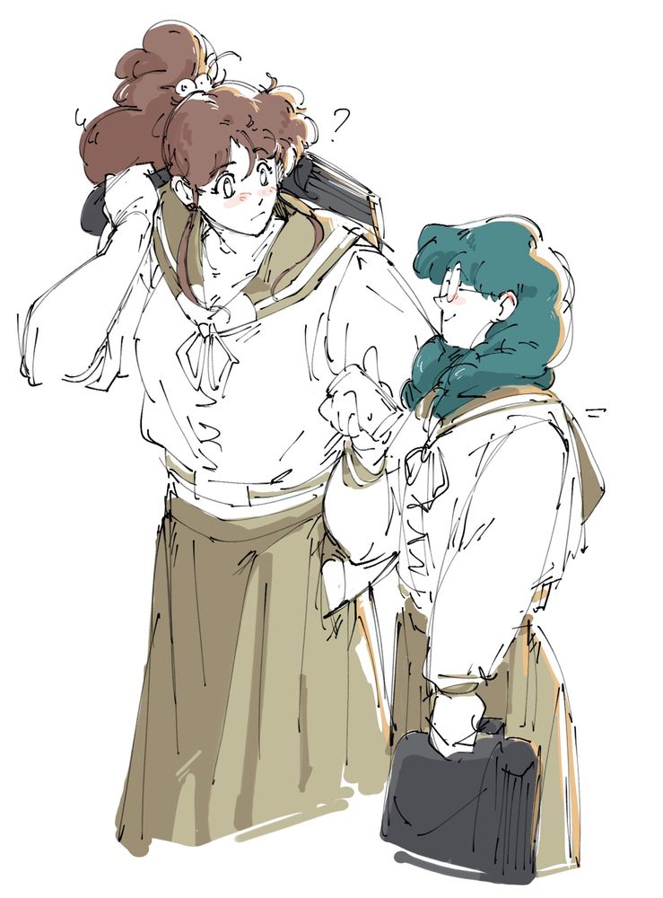 Makoto Kino and Tomoko Takase, Tomoko offering a soda to Mako and the ladder looking at her perplexed.