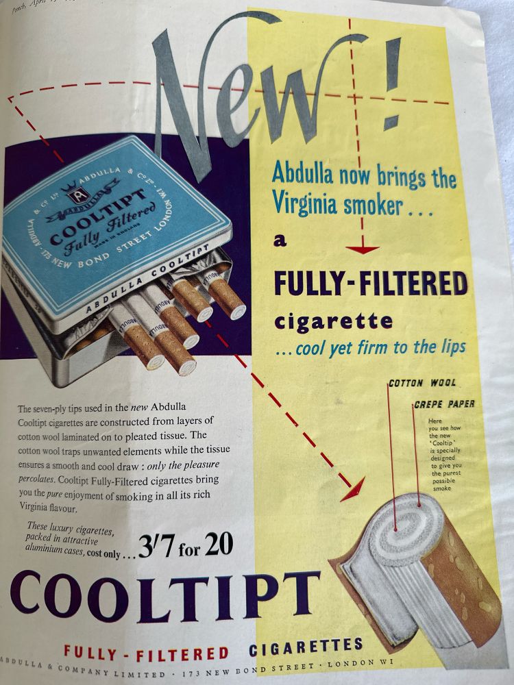 An advert for Cooltipt cigarettes from Punch magazine