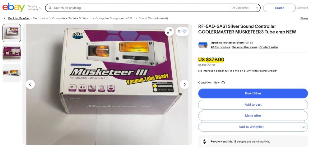 Picture of a COOLERMASTER MUSKETEER3 (RF-5AD-SAS1 Silver Sound Controller) 5-1/4 drive bay audio peripheral for PCs featured on eBay for US $379