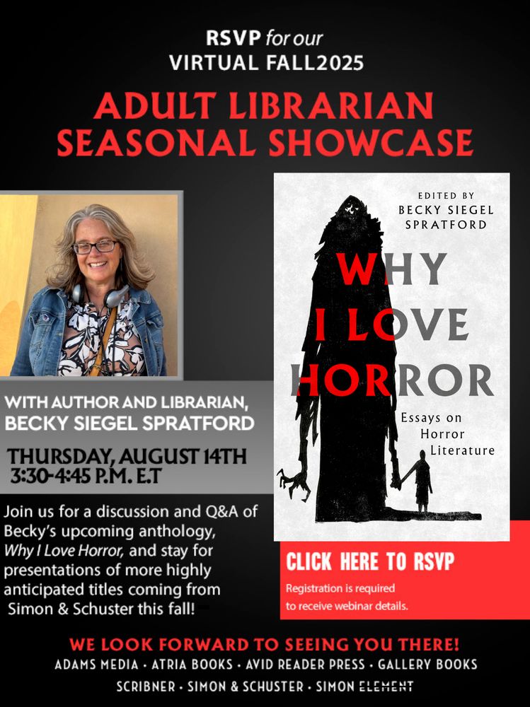 The advertising graphic for the Simon & Schuster Fall 2025 Season Showcase for Adult Librarians. Use the link to get all of the info that is on this graphic and more.