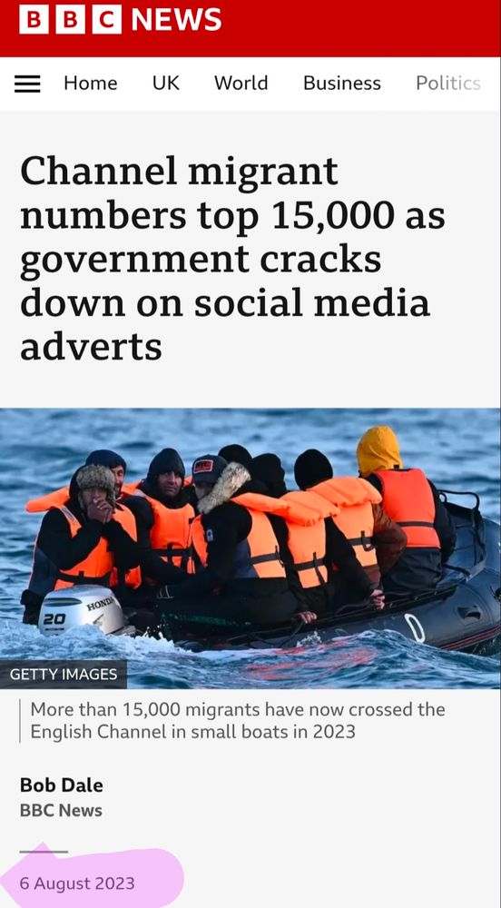 Channel migrant numbers top 15,000 as government cracks down on social media adverts



More than 15,000 migrants have now crossed the English Channel in small boats in 2023

Bob Dale

BBC News

6 August 2023