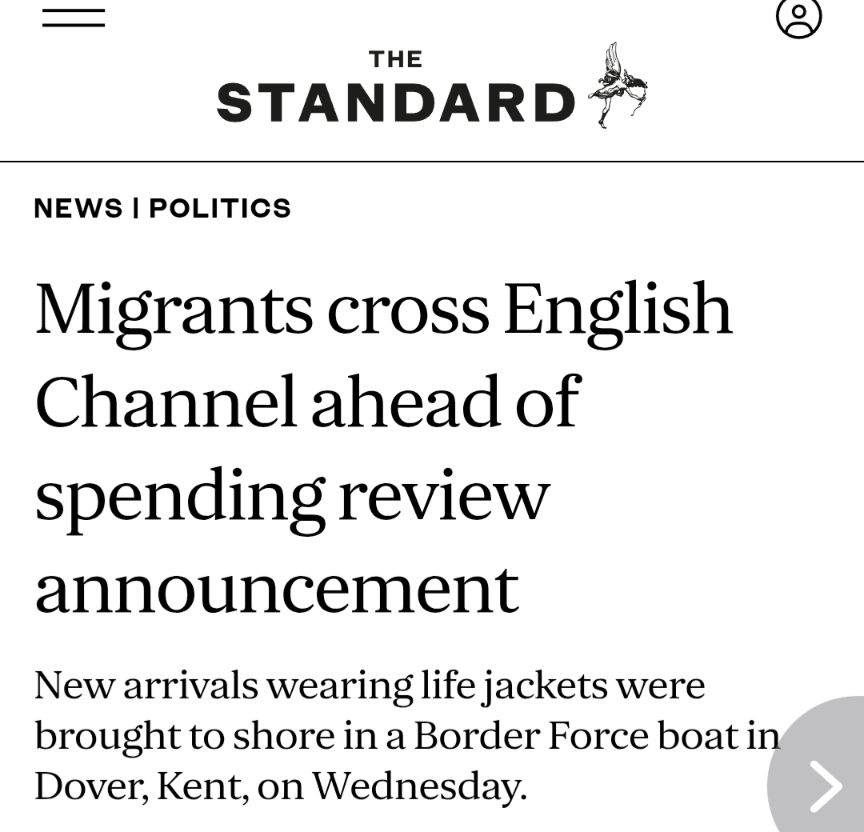 Migrants cross English Channel ahead of spending review announcement
New arrivals wearing life jackets were brought to shore in a Border Force boat in Dover, Kent, on Wednesday.
